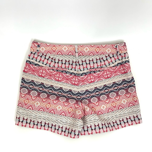 Dalia Woven Boho Tribal Aztec Cotton Shorts Pink White Multicolored Size 2 - Picture 2 of 14